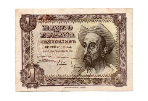 España Billete 1 Peseta Año 1951 P#139 Don Quijote