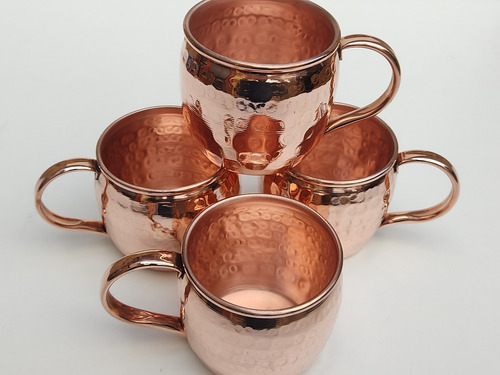 Imagen 4 de 4 de Juego De 4 Vasos De Cobre 99.99%artesanía Chilena
