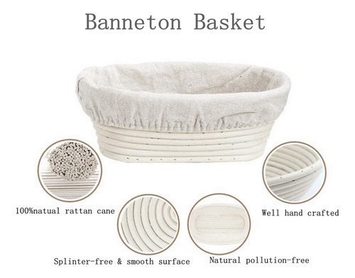 Cesta Ovalada A Prueba De Pan Banneton Y Lino Liner Masa