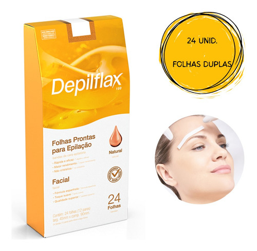 Folhas Prontas Faciais Depilflax Natural C/ 24 Und