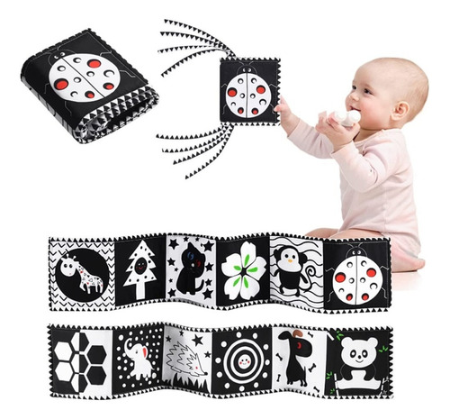 Montessori Toy Black White Soft Cloth Book For Newborn Baby