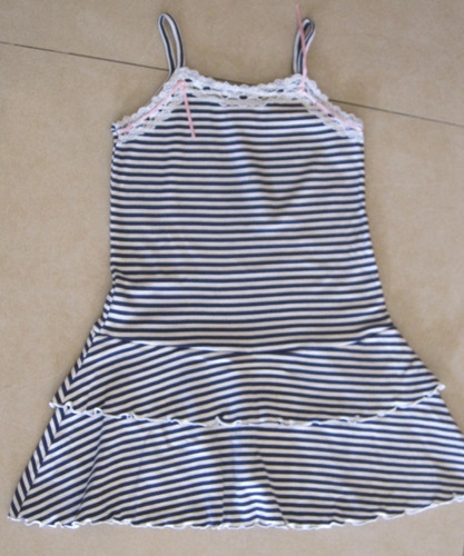 Vestido De Algodon, Solerito T: 8 Años Rayado Azul Y Blanco