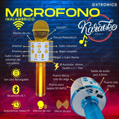 Micrófono Karaoke Niños 5w Bluetooth Efectos De Voz Parlante