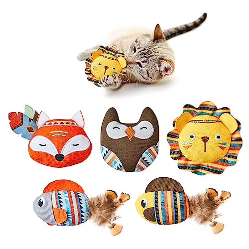 Potaroma Cat Toys Jungle Animals, Paquete De 5 Juguetes Catn