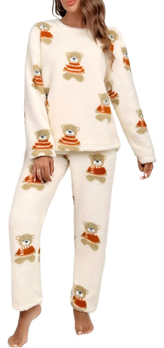 Pijama Invierno Mujer Abrigo Pantalon Osito Sueter Dama Ropa