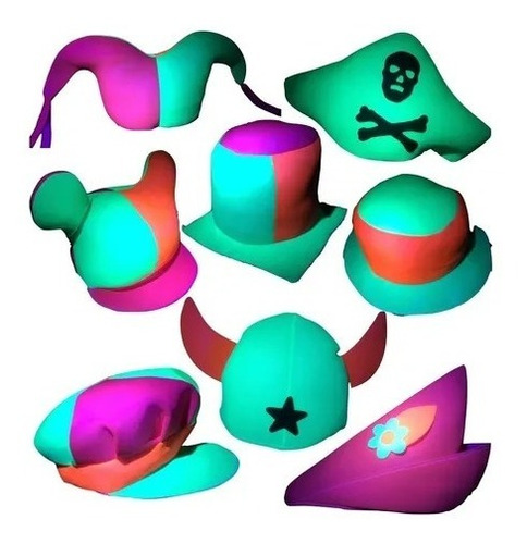 Imagen 4 de 10 de Combo Gorros Fluo 25 Personas Solo Gorros Sombrero Galera