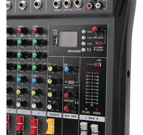 Mesa De Mezclas Mixer De Transmisión De 6 Canales Y Placa De