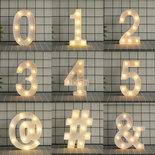 Imagen 2 de 8 de Letras Y Números Led 3d Luces Foco Lampara Decora Abecedario