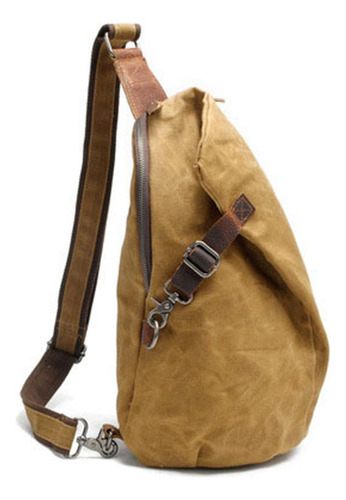 V Mochila De Lona Tipo Bandolera For Hombre, Informal, Caqui
