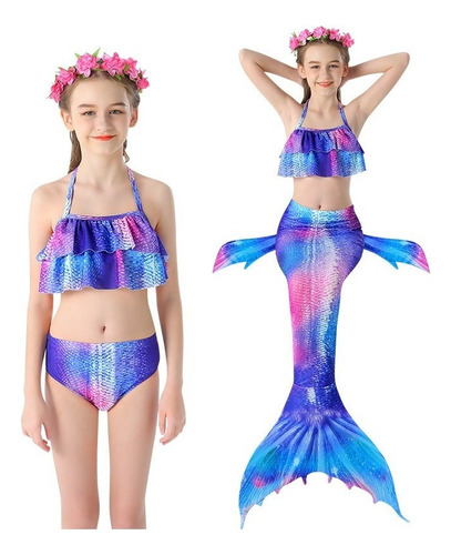 Traje De Baño Niñas Bikini Niños Colas De Sirena Traje De Ba