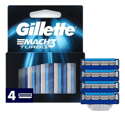 Cartuchos Para Afeitar Gillette Mach3 Turbo 4 Unidades