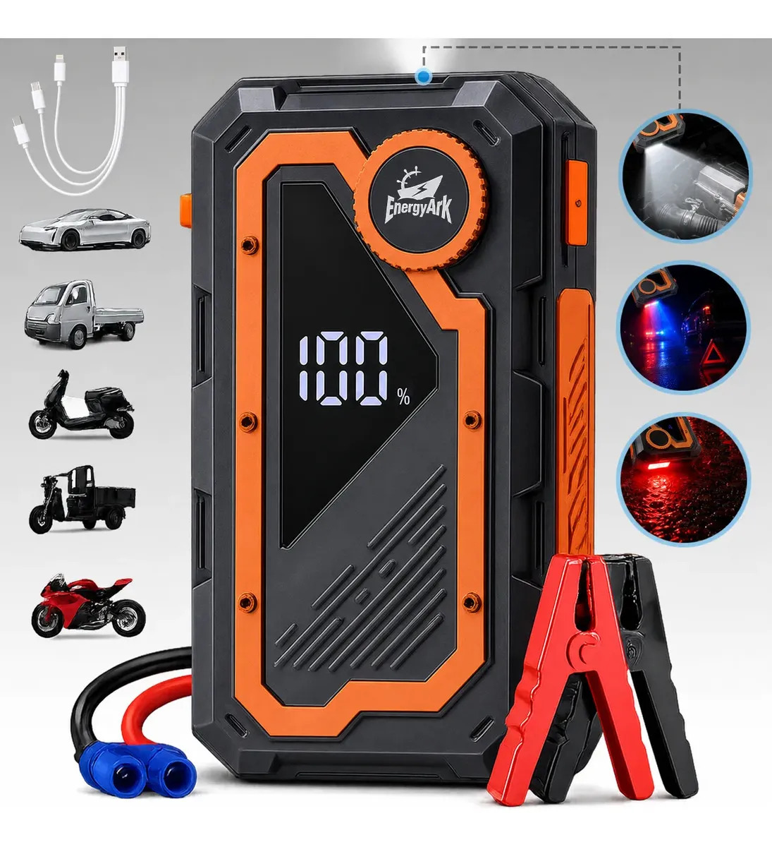 Arrancador Portátil EnergyArk para Coche y Camioneta con 8000A y 12V