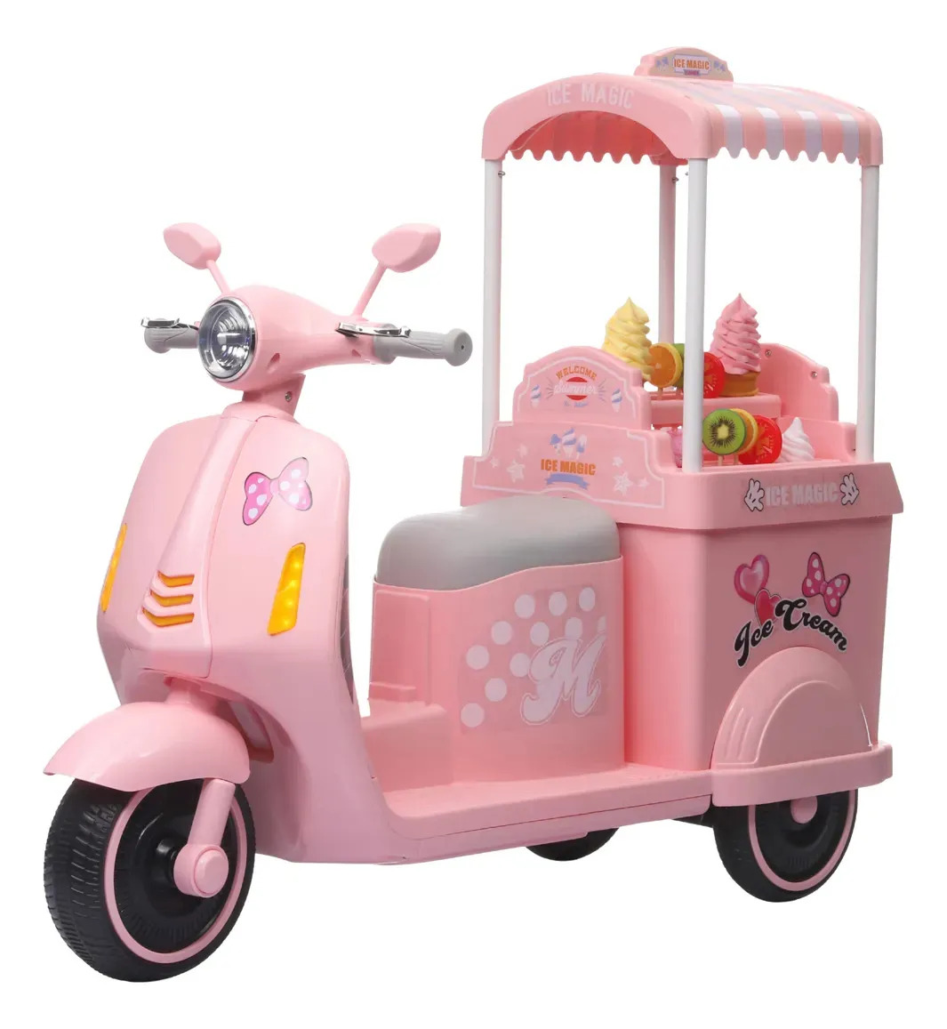 Moto Elétrica Infantil 12v Sorveteria Divertida Rosa 127/220v