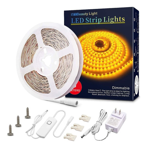 Tira De Luces Led Amarillas Regulables De 5 Metros