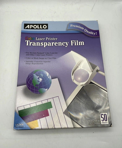 Apollo Color Laser Printer Transparency Film 50 Sheets - Cck