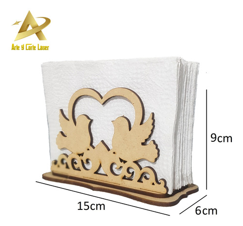 Servilleteros Para Bodas Con Forma De Novios 6pz De Mdf M5 Palomas Con Corazón