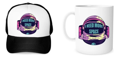 Gorra Unisex De Malla Y Taza I Need More Space Astronauta