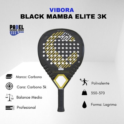 Pala Padel Vibor-a Black Mamba Elite 3k