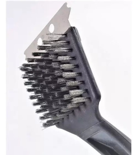 Escova Aço Limpa Grelha Churrasqueira C/ Raspador Cabo 45 Cm