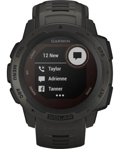 Smartwatch Garmin Solar Instinct Standard 0.9" caja 45mm de polímero reforzado con fibra graphite, malla graphite de silicona y bisel graphite de polímero reforzado con fibra