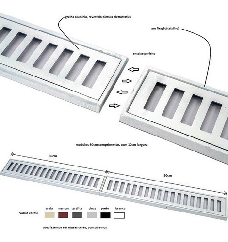 Ralo Linear 10x100 Aluminio Fundido C/ Pintura Eletrostática