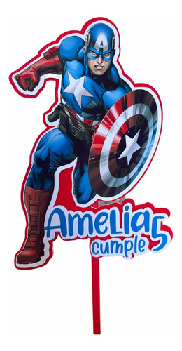 Topper De Cumpleaños Personalizado Capitán America Marvel