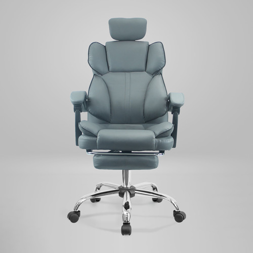 Silla Gamer Con Apoya Pies Respaldo Apoya Cabeza C113 Color Gris Material del tapizado Cuero sintético
