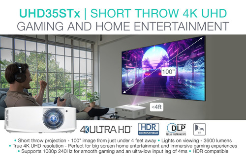 Projetor Optoma Uhd35stx Short Throw True 4k Uhd 3600lm