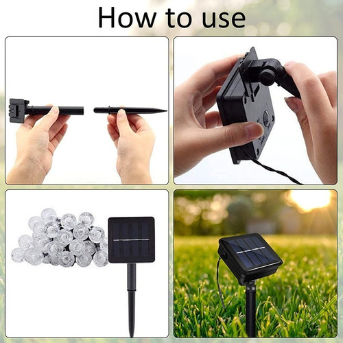 . Guirnalda De Luces Impermeable Solar 12m 100 Jardín Foco