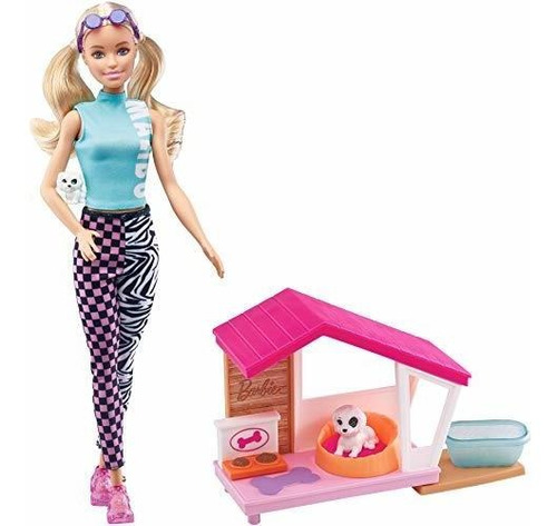 Barbie Mini Playset Con 2 Cachorros, Caseta Para Perros Y Ac