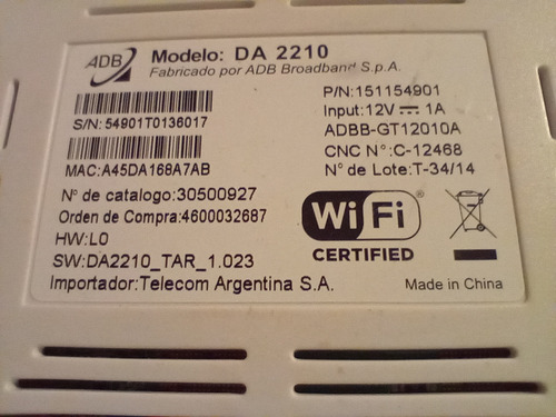 Módem Adb Da 2210 Blanco (Usado)