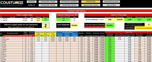 Planilha Para Sublimação E Transfer Completa (excel)