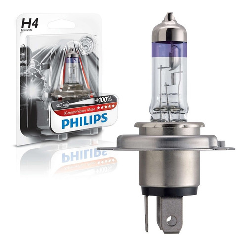 Lampada H4 100% + Luz 60/55 X Treme Vision Philips12342xvbw