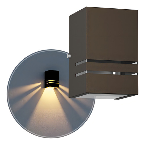 Arandela Externa E27 Luminária Alumínio 2 Frisos 1 Foco Cor Marrom MF144 Mega Forte Iluminação