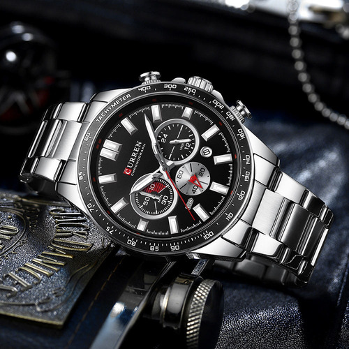 Imagen 2 de 5 de Reloj Curren Hombre Acero Cronógrafo Caballero Elegante Fech