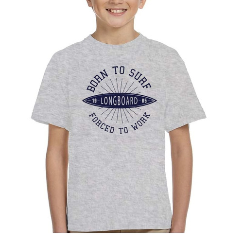 Remera De Niño Frases Born To Surf Longboard Deporte