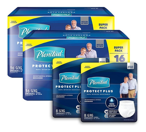 Pañal Para Adultos Plenitud Protect Plus 2x 8 Y 2x 16 Combo