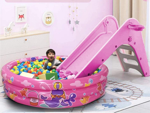 Piscina Inflable Para Bebés De 3 Anillos, 122 X 30 Cm Rosa