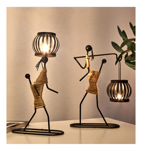 Z Portavelas De Inspiración Africana Con Figura Artística