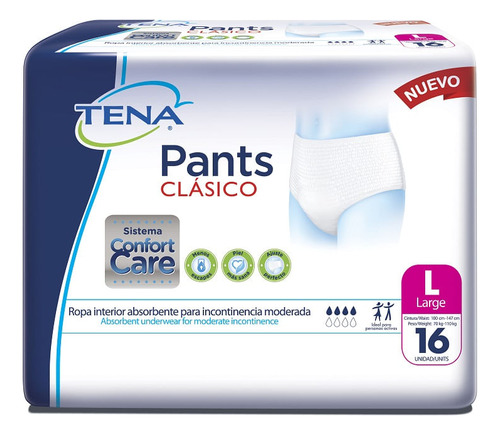 Pants Adulto Tena Clasico Large X 16und