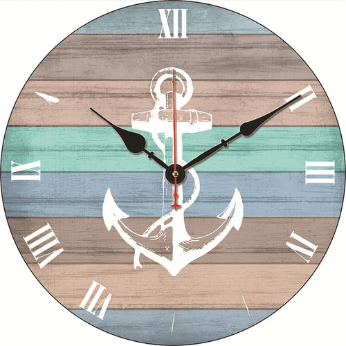 Reloj De Pared Vintage De Madera Diseño Océano Silencioso