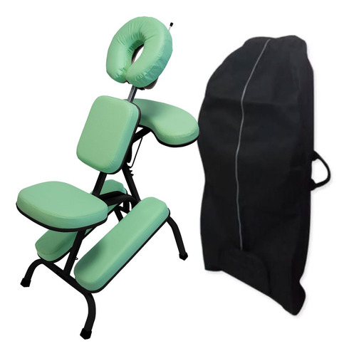 Kit Cadeira Quick Massage Legno Dobrável Shiatsu Black Bolsa Cor Verde-claro