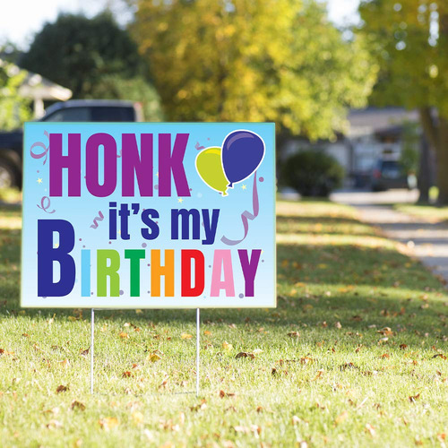 Vispronet Honk It's My Birthday Blue Yard Sign  23 In X 17