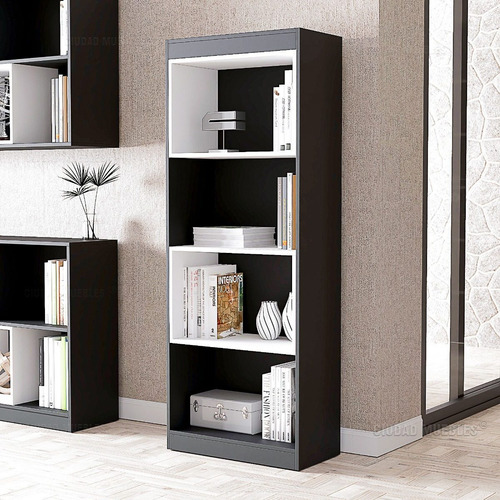 Imagen 4 de 7 de Biblioteca Moderna 4 Estantes De Melamina 156cm De Alto