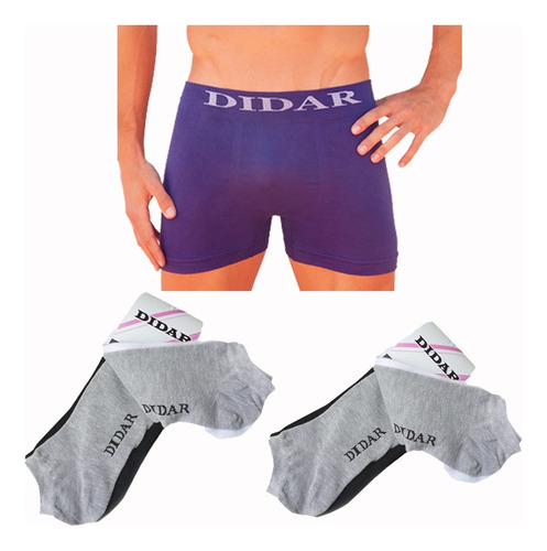 Boxer Didar Xxxl  Liso 6 Boxer + 6 Soquetes Lisos Didar