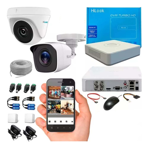 Kit Camaras Hikvision Hilook  Dvr 4 Ch + 2 Cámaras 1080p 2mp