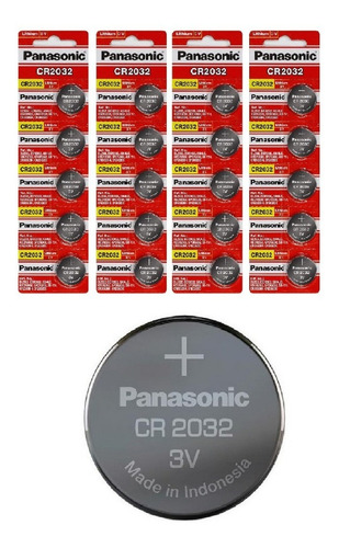 20pilas Cr2032 Panasonic 3v Litio P/ Luces Alarmas