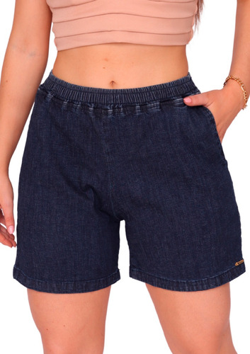 Short Jeans Runner Leve Bermuda Solta Larguinha Elastico Cos