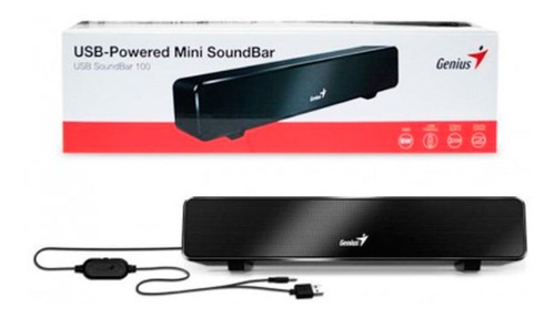 Parlante Genius SoundBar 100 USB, Portátil, Color Negro, 6W RMS