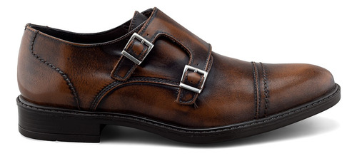 Zapato Monkstrap De Piel Café Para Hombre Con Doble Hebilla